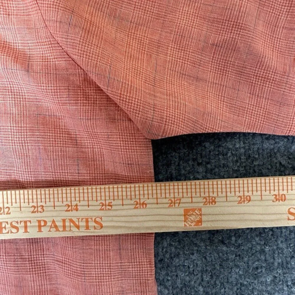 Jos A Bank Traveler Shirt Men XL Coral 100% Linen Button Down Long Sleeve Pocket